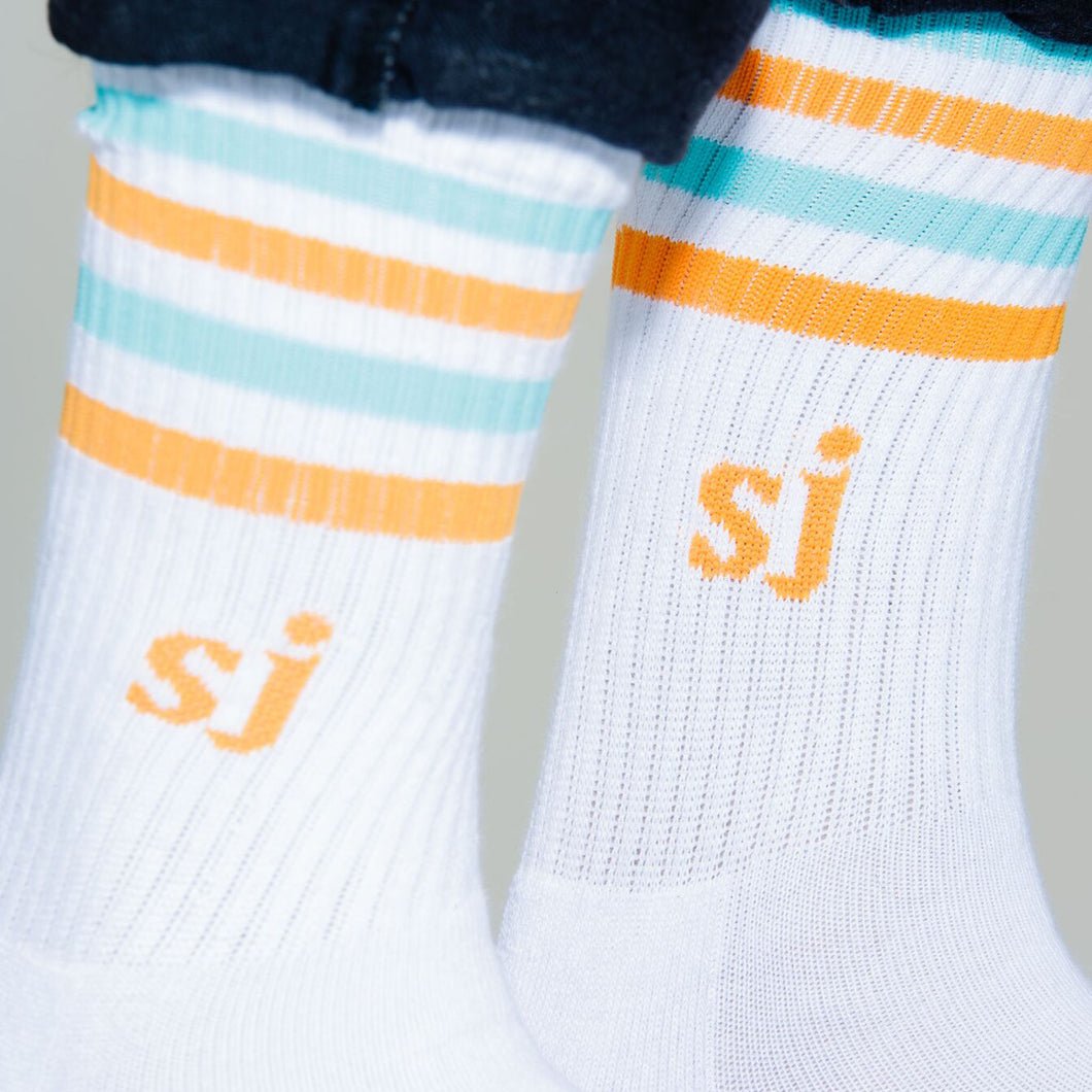 sokker (turkis/oransje)